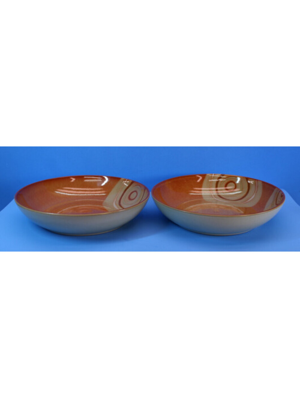 Denby Langley England Fire Chili 8.5" Serving Bowl Swirl Pattern Stoneware x2